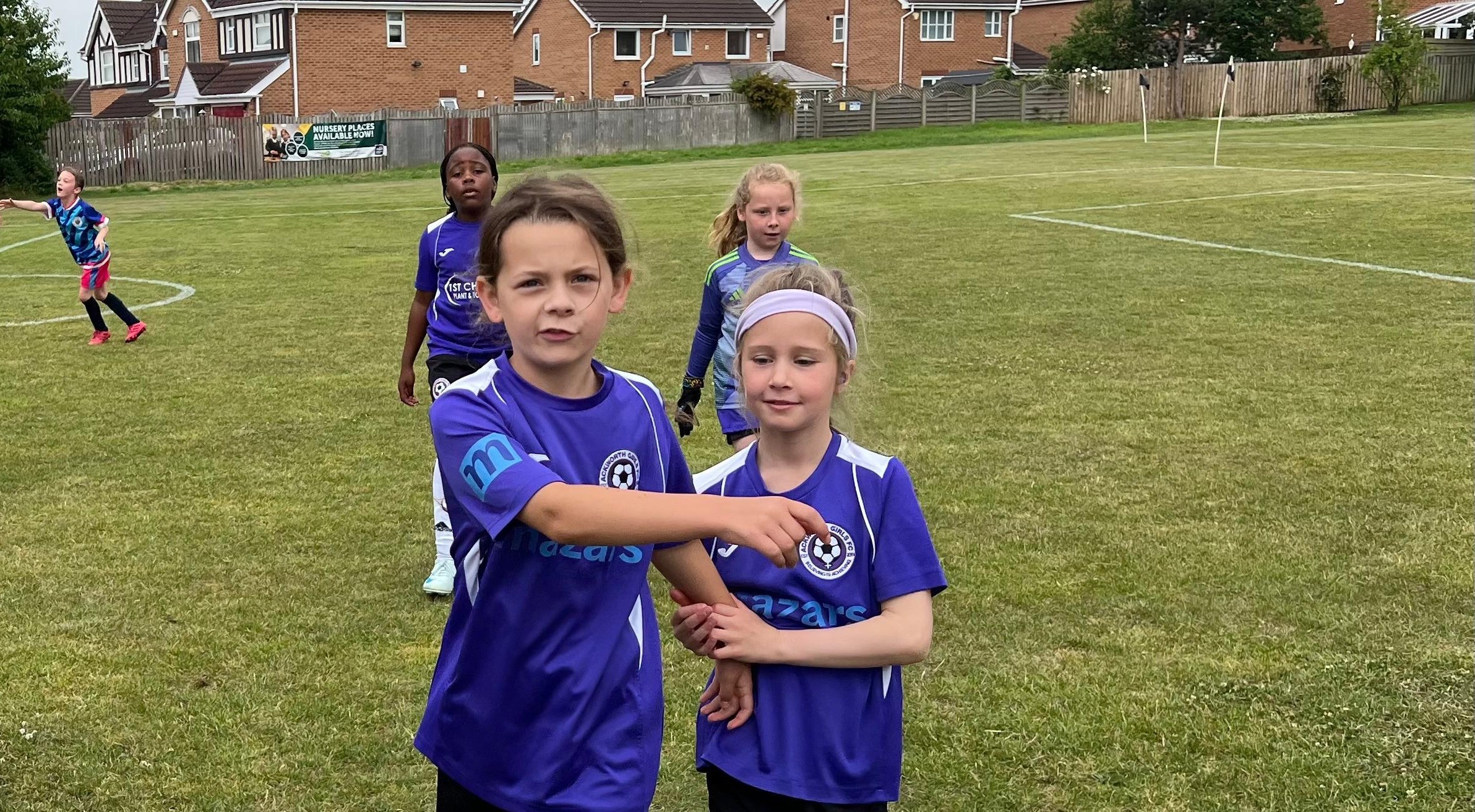 Young Ackworth Girls FC players together after a match